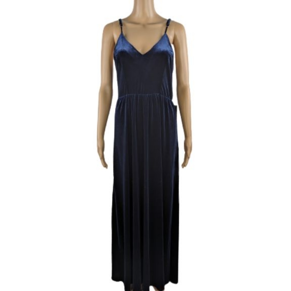 Lulus Final Song Navy Velvet Maxi Dress L